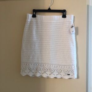 Hollister white, lined, crochet look sweater
